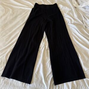 Wide Leg Black Knit Lounge Pants | High Waisted Relaxed Fit Trouser